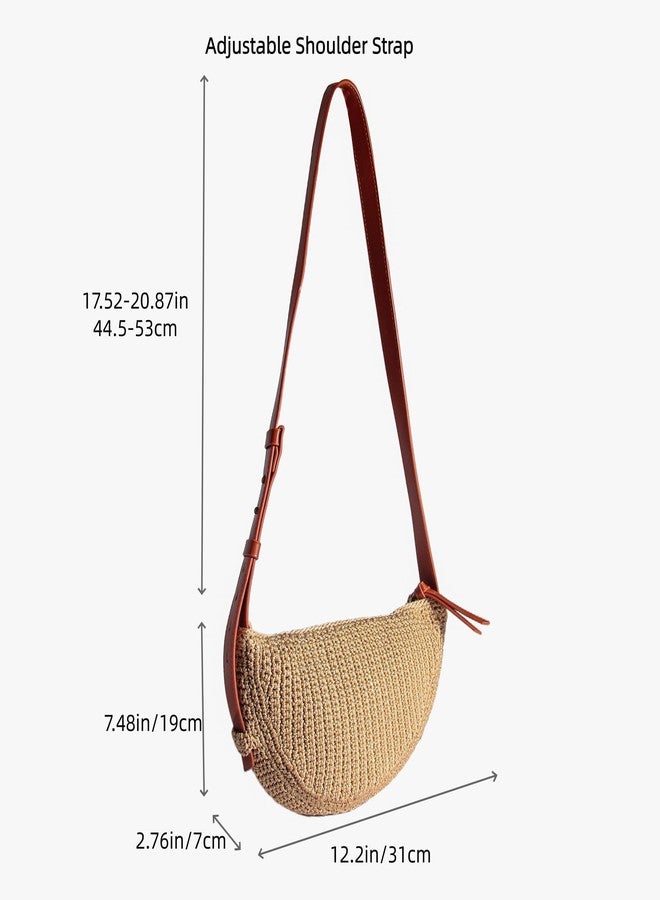 Eiyye Crossbody Bag for Women Hobo Shoulder Purse Boho Woven with Adjustable Strap Casual Summer Travel Beach Bag - Image 2
